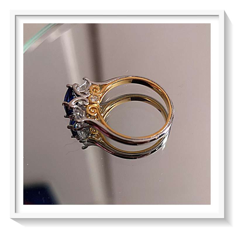 A Spectacular Sterling Silver Ring with Zircons and Vivid Blue Simulated Stone - Size 7 For Her
