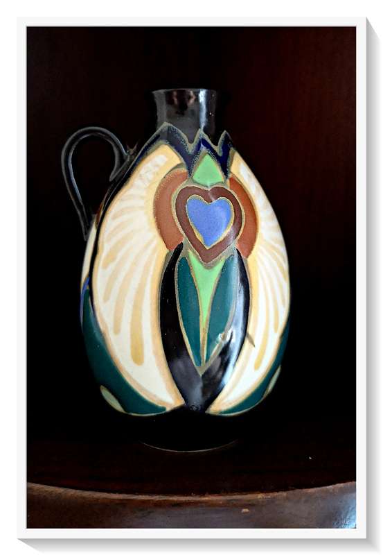 A Striking Little Ceramic Vase or Jug with Markings on the bottom Gliter Art Pottery