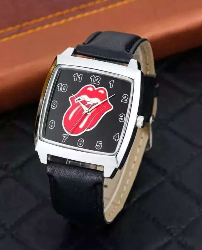 A Very Cool & Stylish Stainless Steel Rolling Stones Logo - Dial Retro Unisex Watch