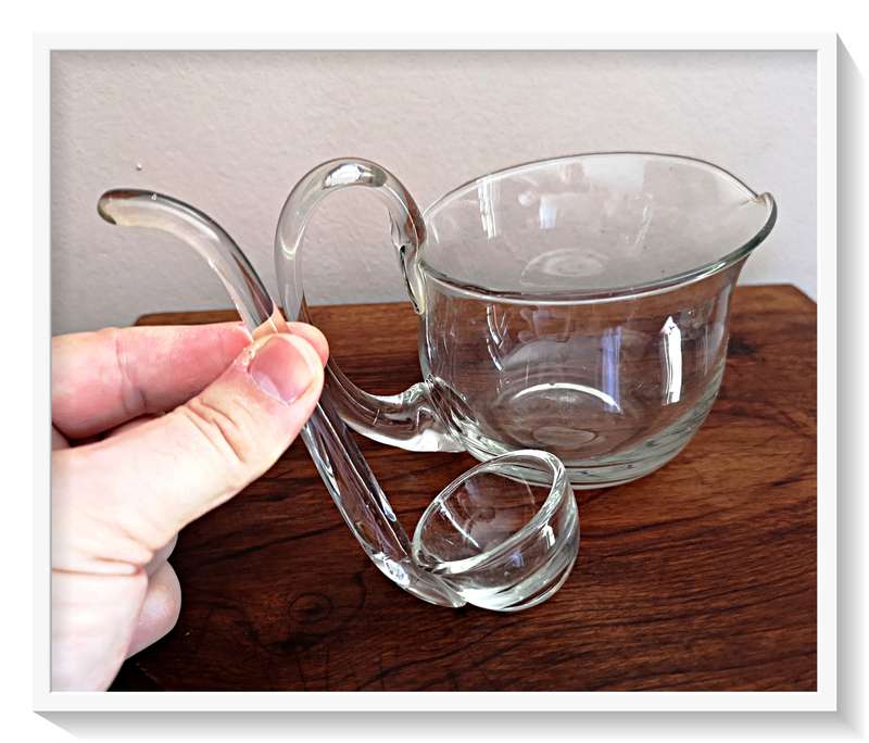 A Vintage Clear Glass Jug with Thick Murano-esque Glass Scooping Spoon - An Unusual Find ***