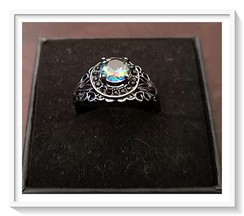 A Darkly Stylish Faux Topaz High Fashion Gothic Style Ring for Her - Size 7 - Just Magical!