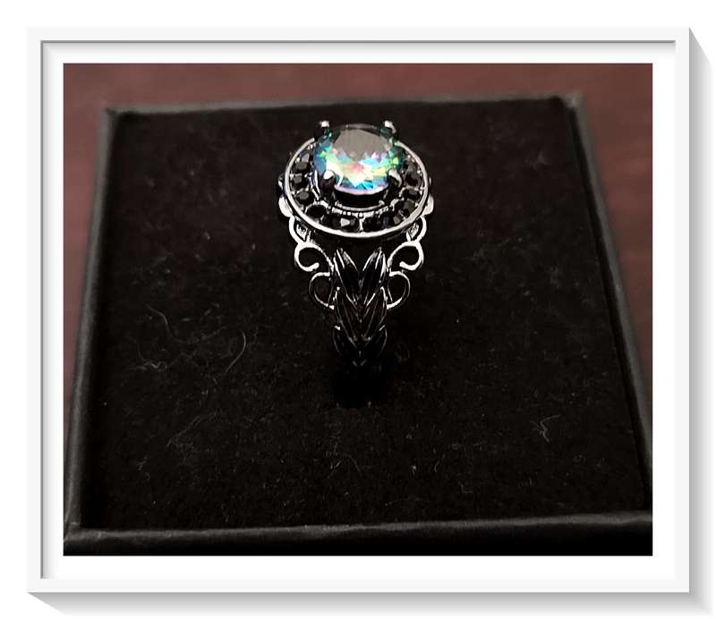A Darkly Stylish Faux Topaz High Fashion Gothic Style Ring for Her - Size 7 - Just Magical!