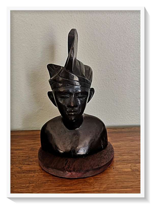 Beautifully Carved Wooden Bust - Female Tribal Figure - Stunning Intricate Detail Size 80mm by 160mm