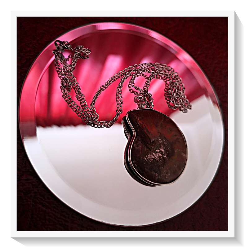 Beautifully Polished Ammonite Fossil Pendant with Metal Chain - Size: 35MM Diameter***