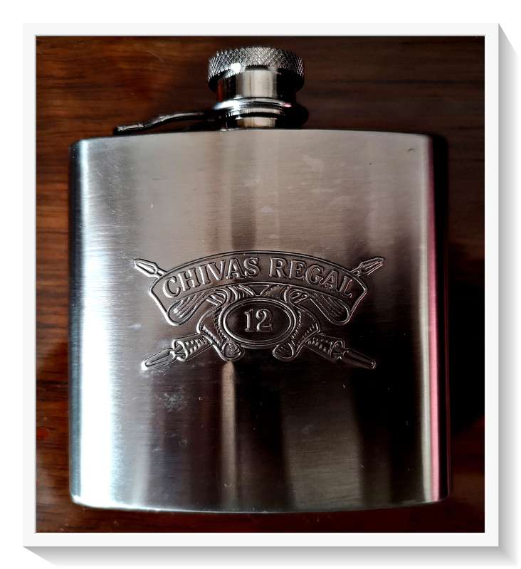 Chivas Regal Whisky Hip Flask Chromed Metal As New