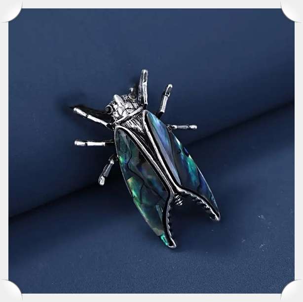 Pretty Cicada Abelone Textured Cicada Beetle Brooch (Serves as Pendant as well) ***