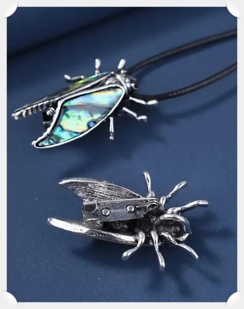 Pretty Cicada Abelone Textured Cicada Beetle Brooch (Serves as Pendant as well) ***