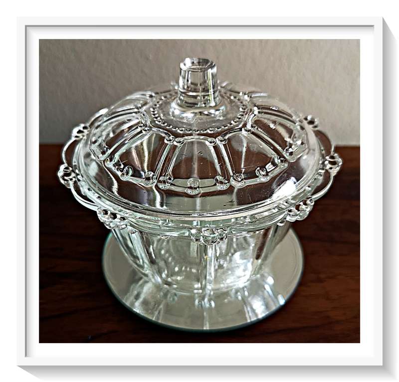 Clear Floral Glass Jewelry Trinket Holder - Made in Indonesia - Dim: 100MM X 120MM - No Chips