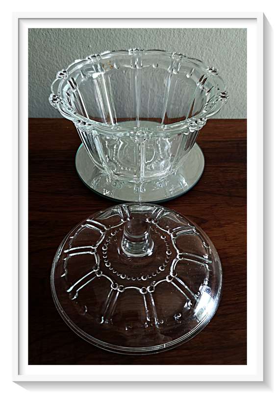 Clear Floral Glass Jewelry Trinket Holder - Made in Indonesia - Dim: 100MM X 120MM - No Chips