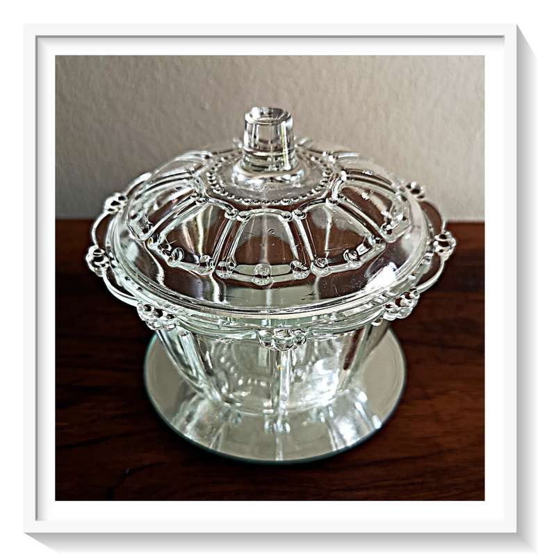 Clear Floral Glass Jewelry Trinket Holder - Made in Indonesia - Dim: 100MM X 120MM - No Chips