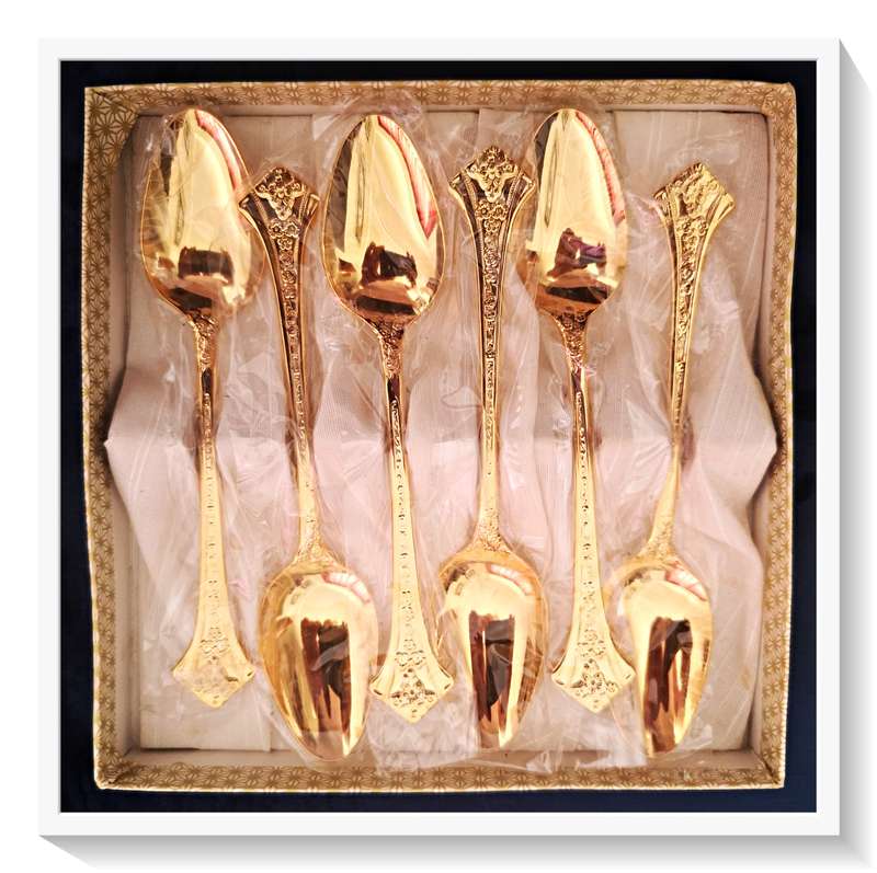 ETRITE 24Ct Gold Plated Teaspoons - Dessert Teaspoons - Item Condition: Like New (Sealed) *****