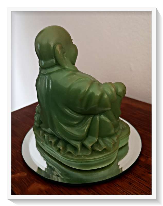 Faux Jade Green Buddha Figurine - Made of Solid Resin - Condition: Good