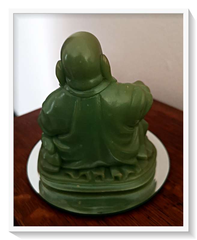 Faux Jade Green Buddha Figurine - Made of Solid Resin - Condition: Good