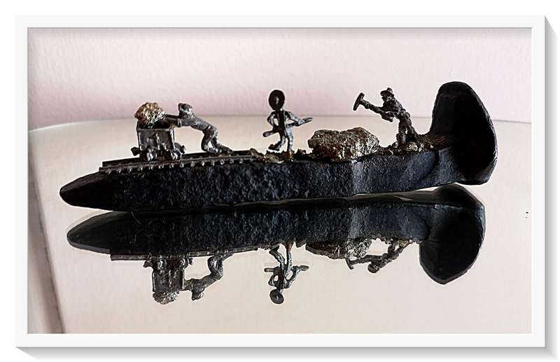 Genuine Old Railway Sleeper Nail Decorated with Lead and Fools Gold - City of Matlosana ***
