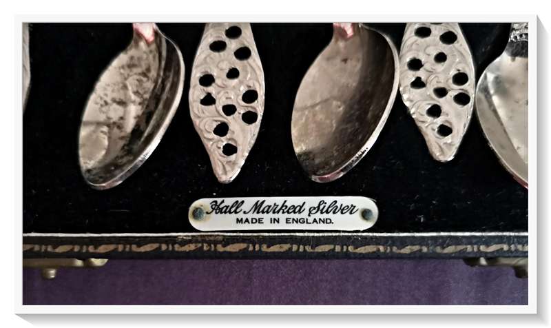 HALL MARKED SILVER TEASPOONS in Original B - Made in England - A Set of Six Silver Plated Teaspoons
