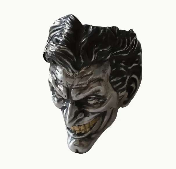 Gothic Ring - Size 8 - Joker Ring - Black, Silver & Gold Enamel Teeth - For Joker Fans *****