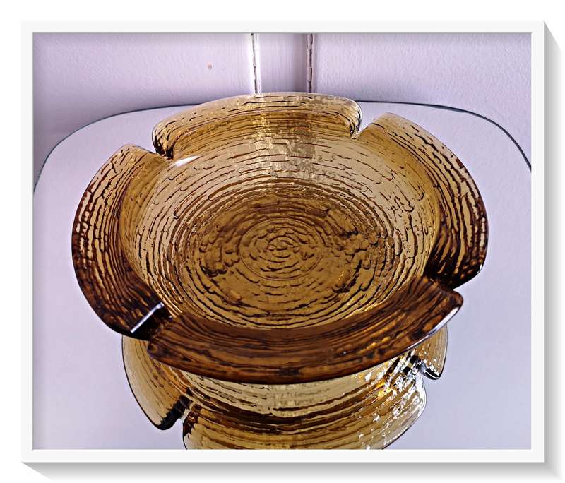 Large Thick Retro Honey Yellow Ashtray in Mint Condition - Diameter 220mm - No Chips or Cracks