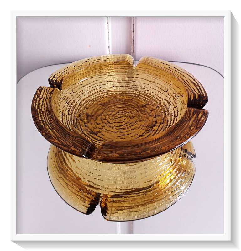 Large Thick Retro Honey Yellow Ashtray in Mint Condition - Diameter 220mm - No Chips or Cracks