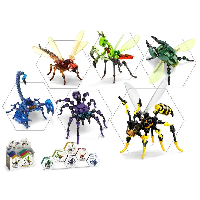 Scorpion: Mechanical Punk Insects in Hexagonal Box 72 Pieces - Small Colorful Particle Puzzle Toy