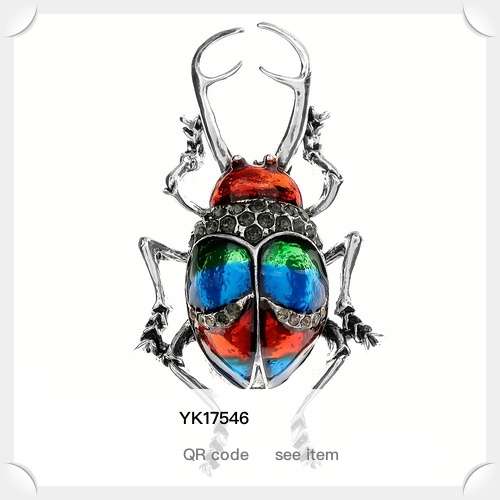 Metallic Green Blue Red and Silver Stag Beetle Brooch for the Eccentric Man or Woman *****