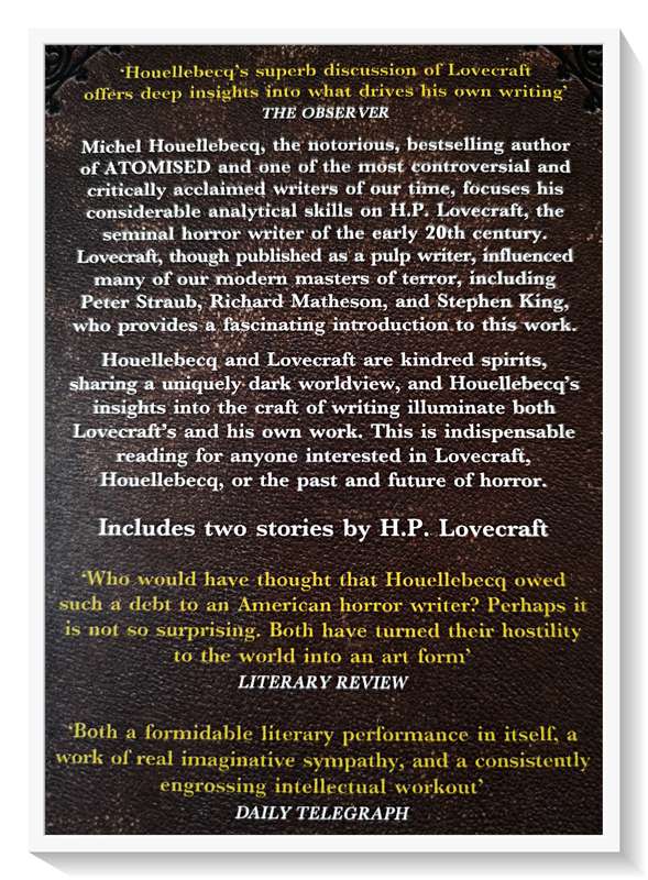 Michel Houellebecq: LOVECRAFT Against the World, Against Life - Intro by Stephen King VG+