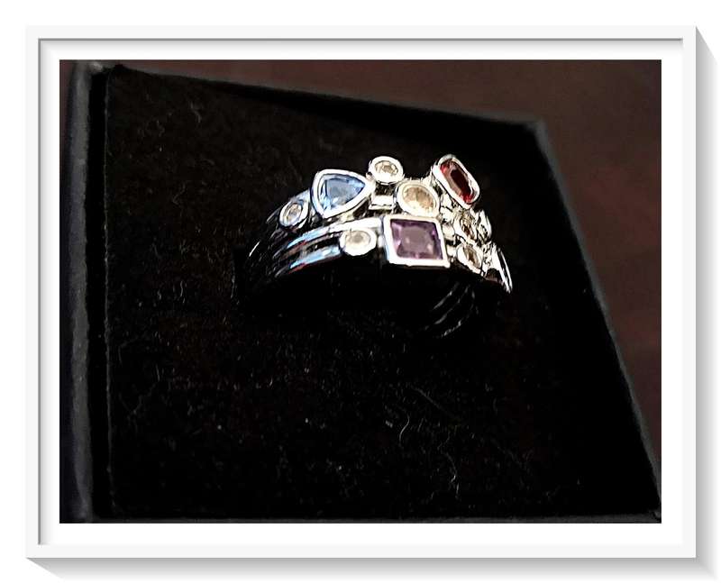 Multi-Facet and Multi-Coloured Chrome-Coated Copper Ring - Size 7 - For Her***