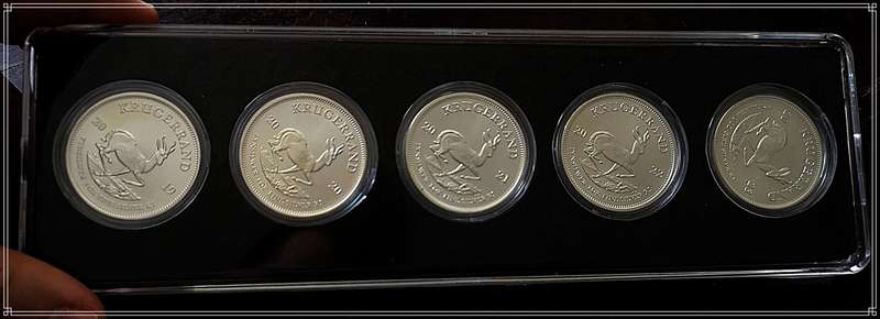 Special Collectible Bullion Fine Silver Proof 1oz Krugerrands (5X) in Sealed Capsules - 2019 to 2023