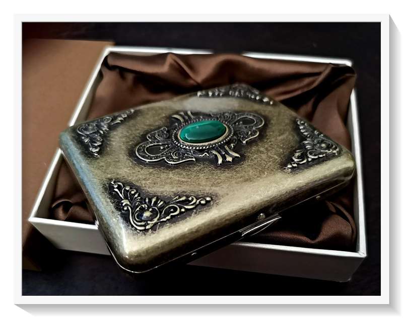 Retro Bohemian Cigarette or Small Cigar Metal Casing with Great Vintage Look***