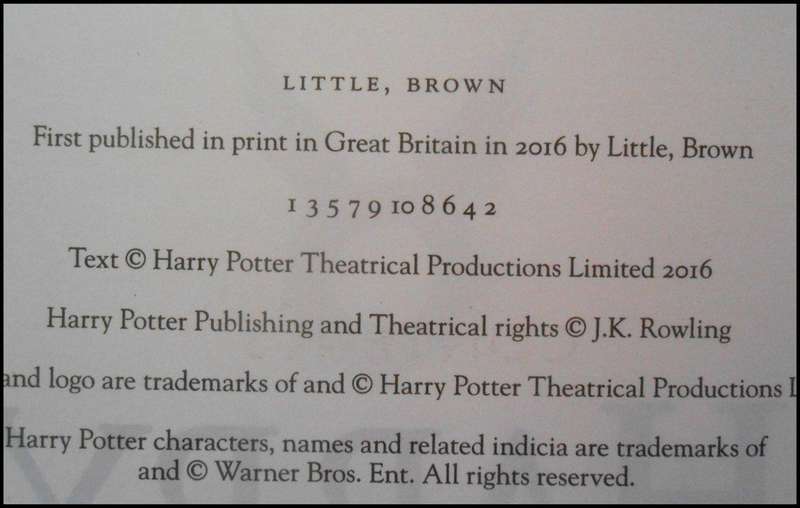 Harry Potter & The Cursed Child - Special Rehearsal Edition - First Edition - 2016 - Little Brown*