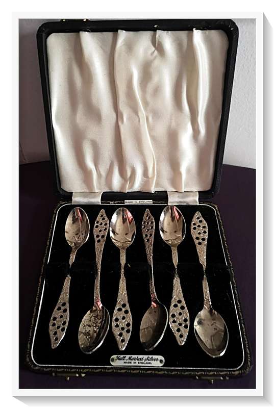 HALL MARKED SILVER TEASPOONS in Original B - Made in England - A Set of Six Silver Plated Teaspoons