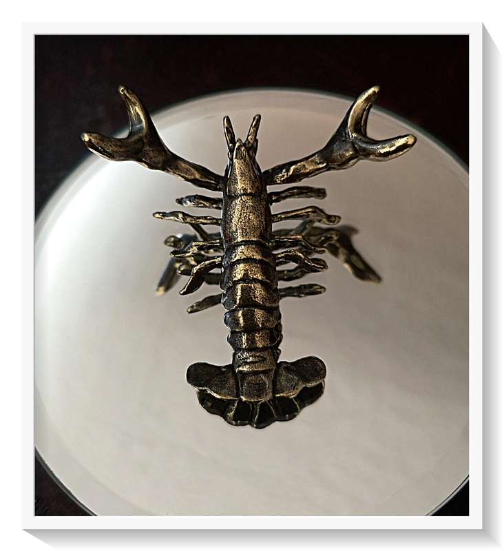 Small Copper or Iron Lobster with Outward Nippers to Serve as a Pen or Pencil Holder Gift*