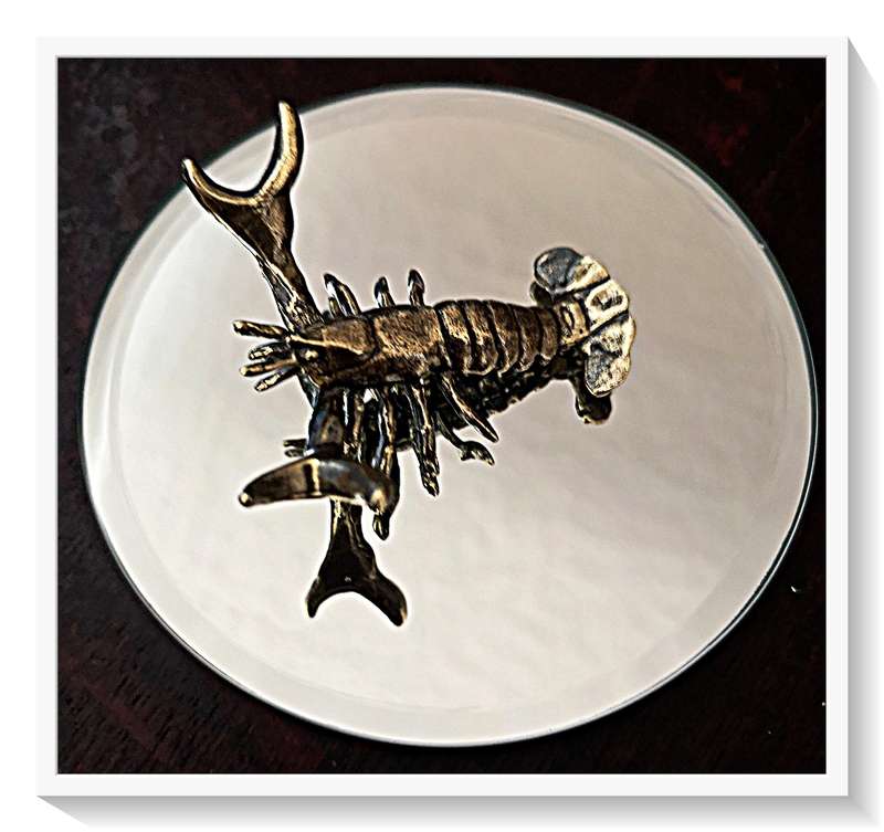 Small Copper or Iron Lobster with Outward Nippers to Serve as a Pen or Pencil Holder Gift*