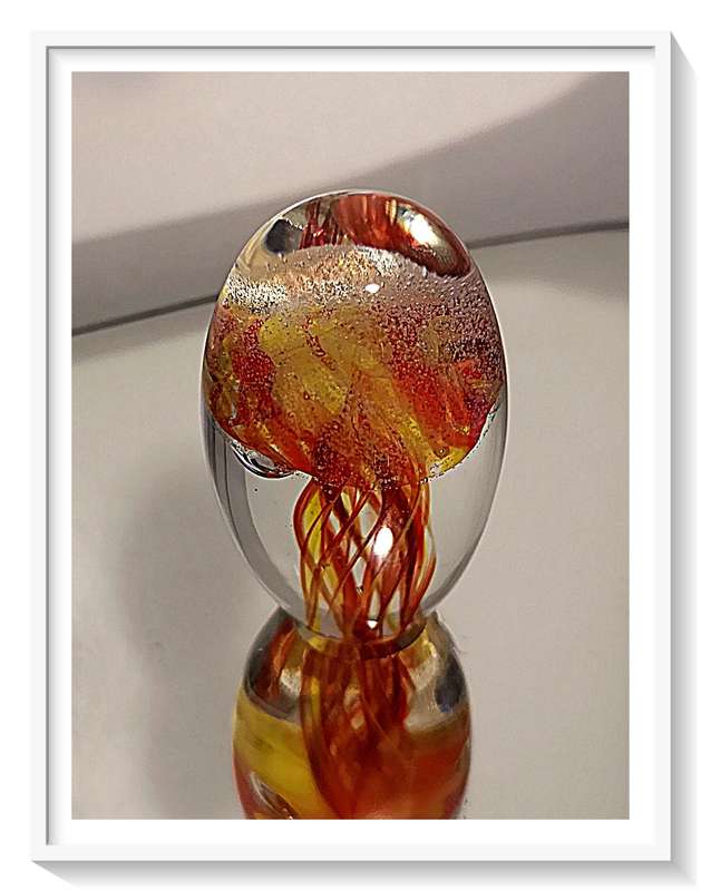 Studio Glass Paperweight - Fiery Lava Twist Swirl with Magma Bubble - Stunning Gift for Him or Her