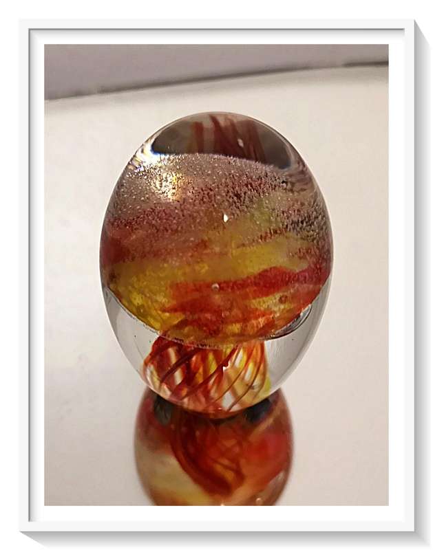 Studio Glass Paperweight - Fiery Lava Twist Swirl with Magma Bubble - Stunning Gift for Him or Her