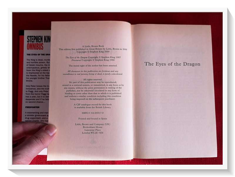 Stephen King Omnibus - Eyes of the Dragon & Firestarter - Little Brown 2000 - Large Hardcover ***