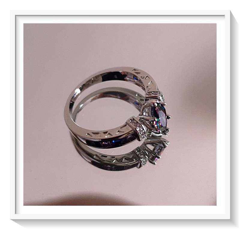 Sterling Silver 925 Ring - Ionised Crystal Quartz - Stone: Simulated Mystic Topaz - Size 8 For Her