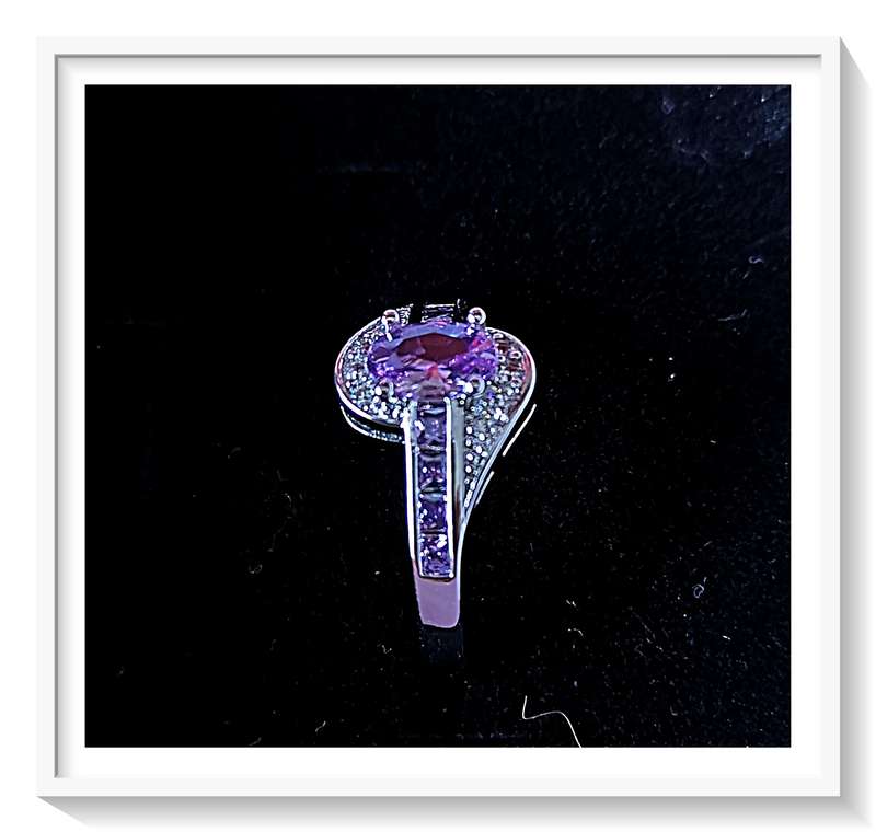 Sterling Silver 925 Ring - Size 8 - Amethyst Zircon - A Quality Ring for a Quality Dame