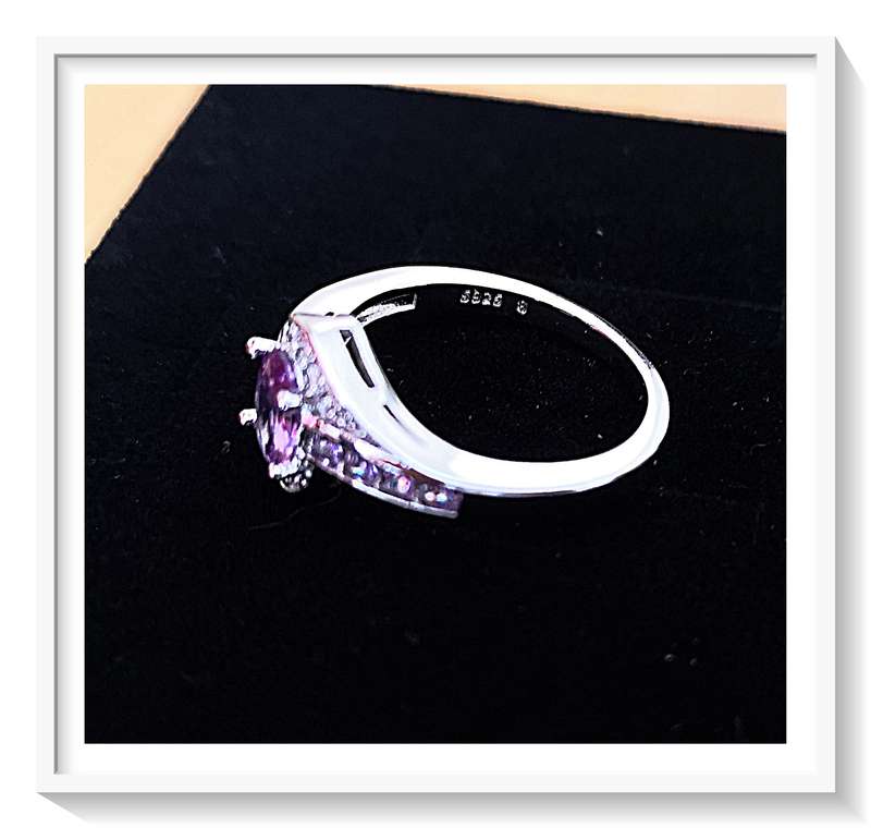 Sterling Silver 925 Ring - Size 8 - Amethyst Zircon - A Quality Ring for a Quality Dame