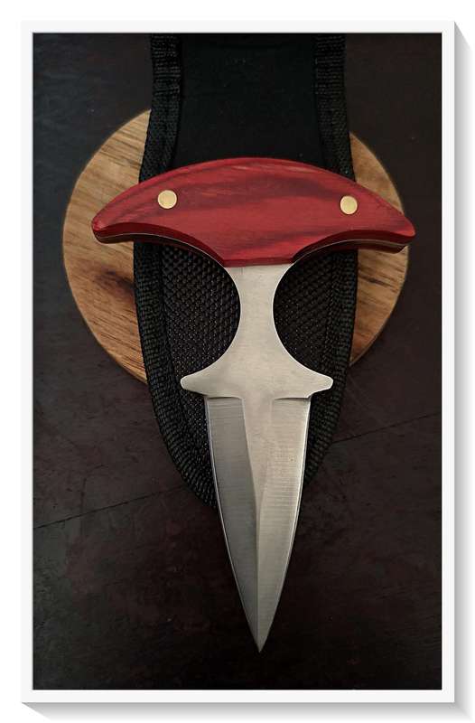 Tactical Dagger with Dual Edge and Smooth Wooden Grip Handle and Free Pouch - Columbia: USA