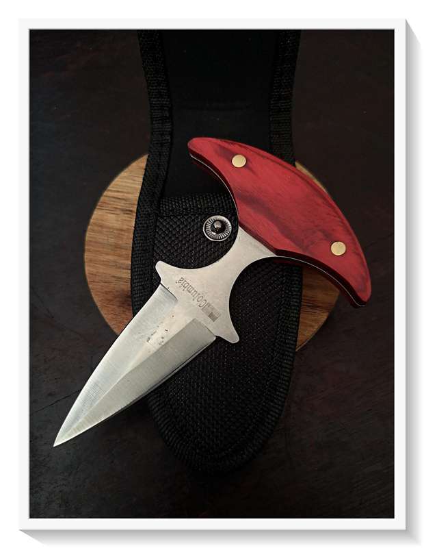 Tactical Dagger with Dual Edge and Smooth Wooden Grip Handle and Free Pouch - Columbia: USA