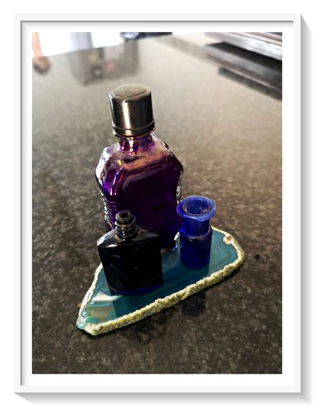 Three Cobalt Glass Yesteryear Miniature Bottles - the Tiny Blue one is just 2CM in Height So Pretty