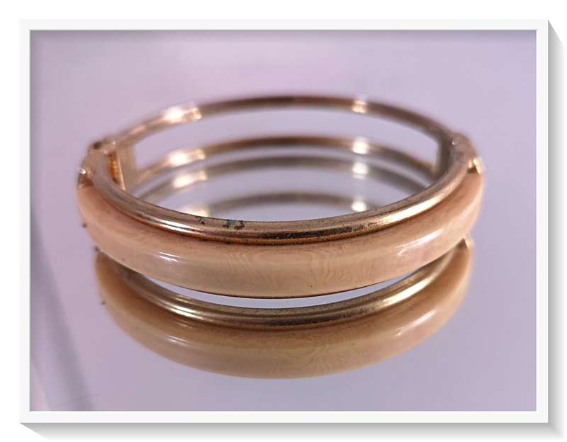 Three Ivory Toned Bangles made from Horn and Wood and Polished Resin