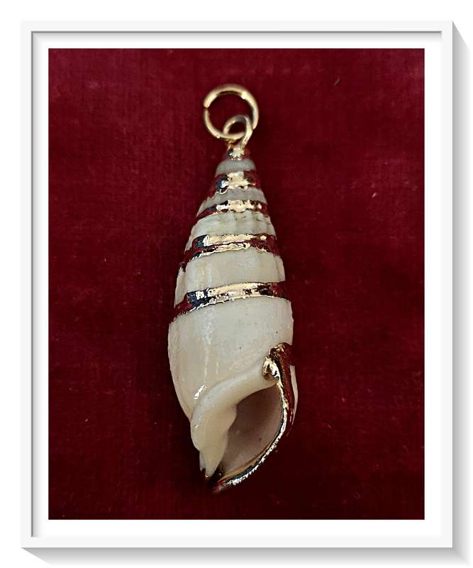 Two Natural Pendants - An Opalite Droplet Pendant and a Gold Laced Natural Shell Pendant***