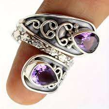 Vintage Style Faux Purple Amethyst Spoon Ring for Her - Size: 8 - Brand New*