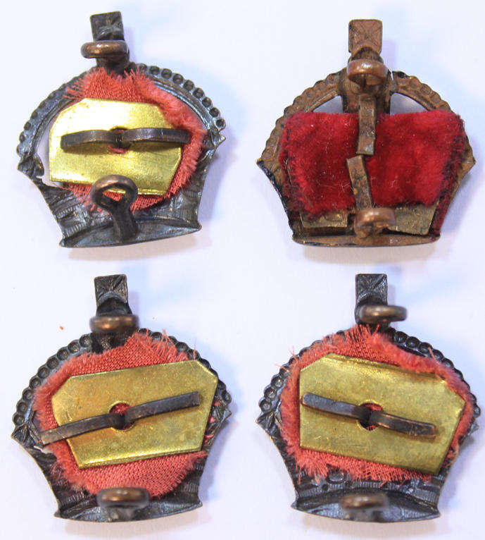 4 x Tudor Crown Rank Insignia Gilding Metal 1940's British & Commomwealth Forces