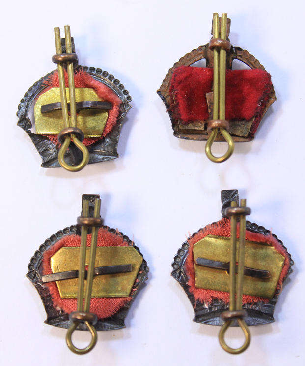 4 x Tudor Crown Rank Insignia Gilding Metal 1940's British & Commomwealth Forces