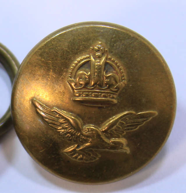 Set Of 6 Large WW2 RAF Brass Jacket Buttons with Kings Crown with Rings