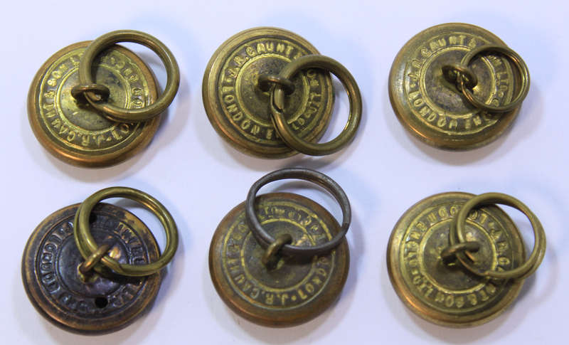 Set Of 6 Large WW2 RAF Brass Jacket Buttons with Kings Crown with Rings