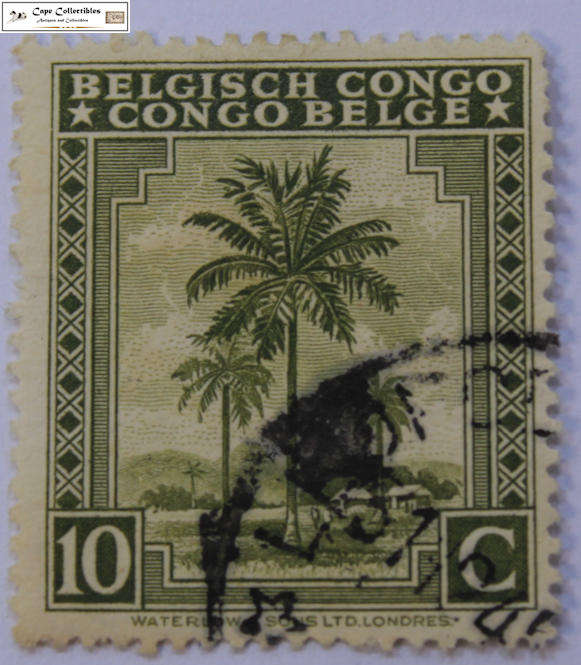 Belgian Congo 10 Centimes 1942 Oil Palms Stamp (Scott 188)