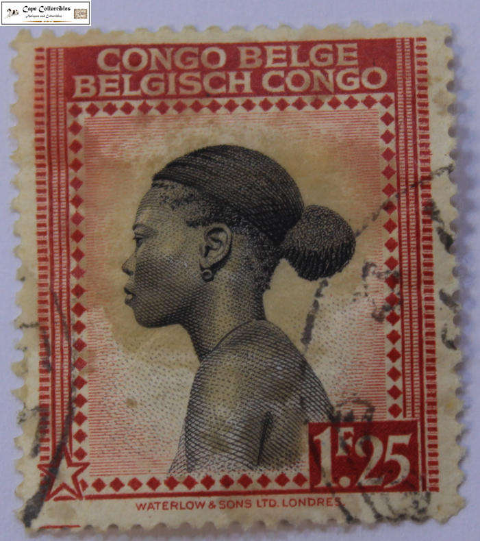 Belgian Congo 1.25 Francs 1942 Stamp (Scott 197)